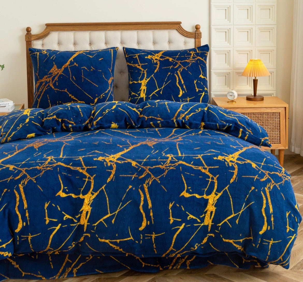 Dvigulis 220x200cm pliušinis patalynės komplektas 4 dalių