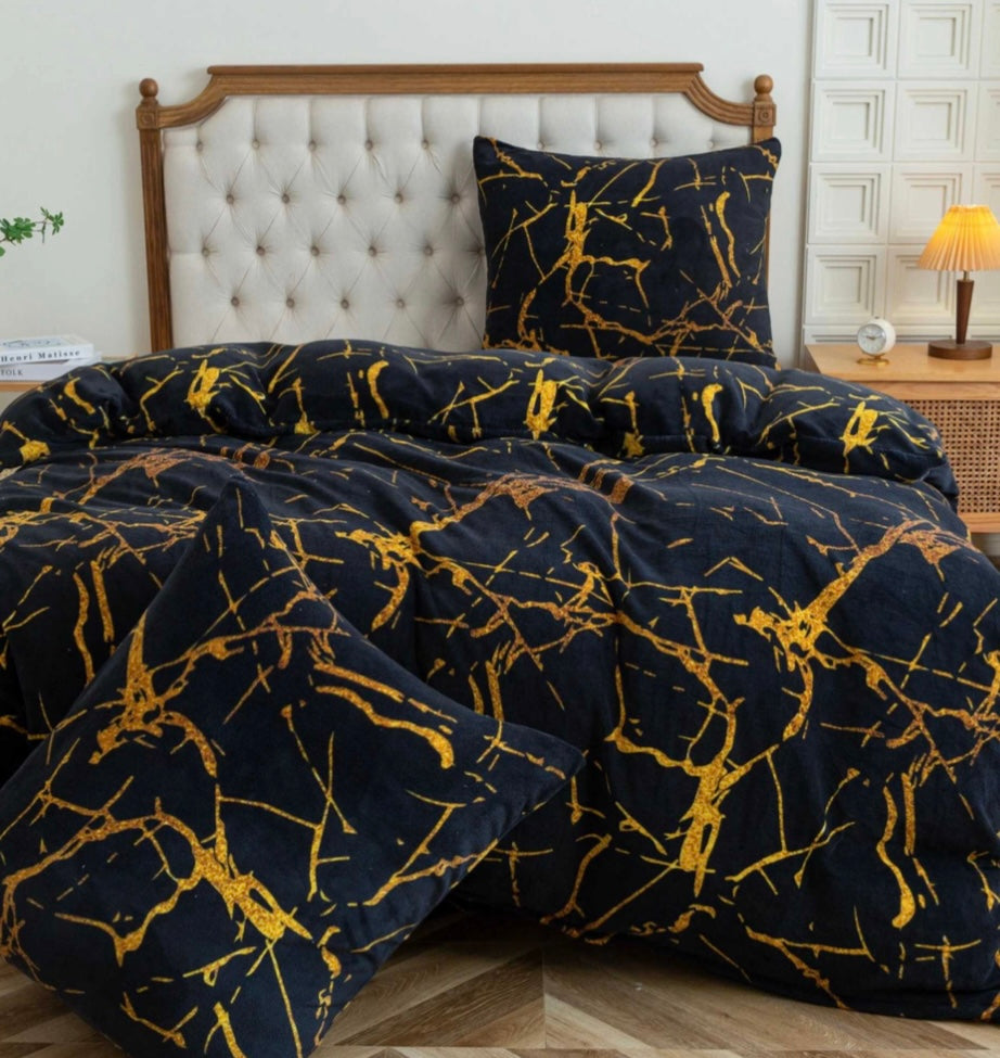 Dvigulis 220x200cm pliušinis patalynės komplektas 4 dalių