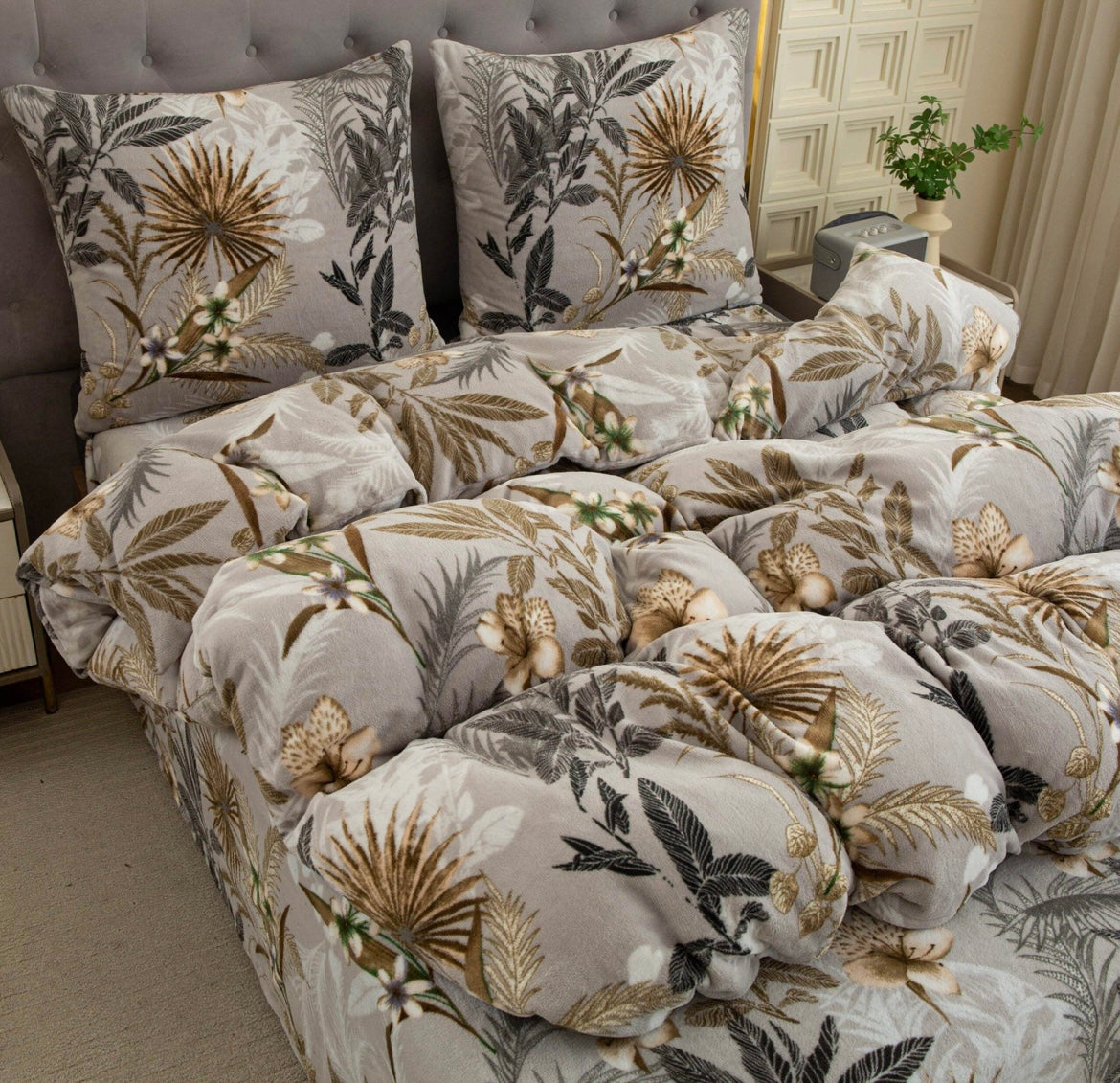 Dvigulis 220x200cm pliušinis patalynės komplektas 4 dalių&nbsp;