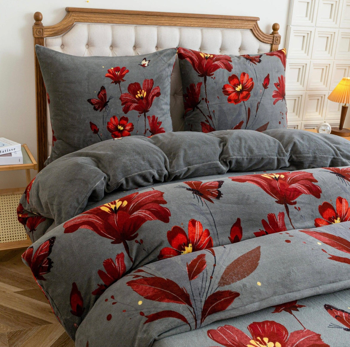 Dvigulis 220x200cm pliušinis patalynės komplektas 4 dalių