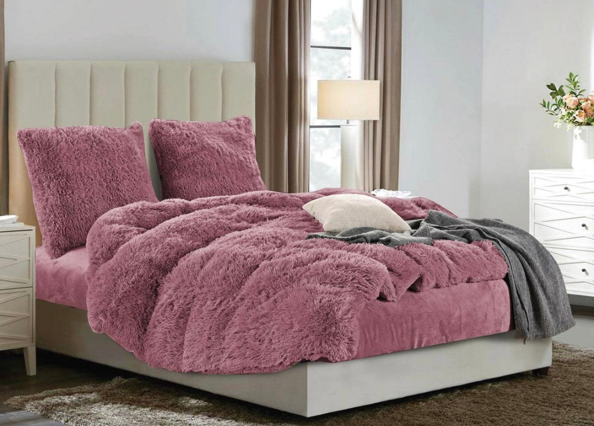 Ilgo plauko dvigulis 220x200cm pliušinis patalynės komplektas 4 dalių