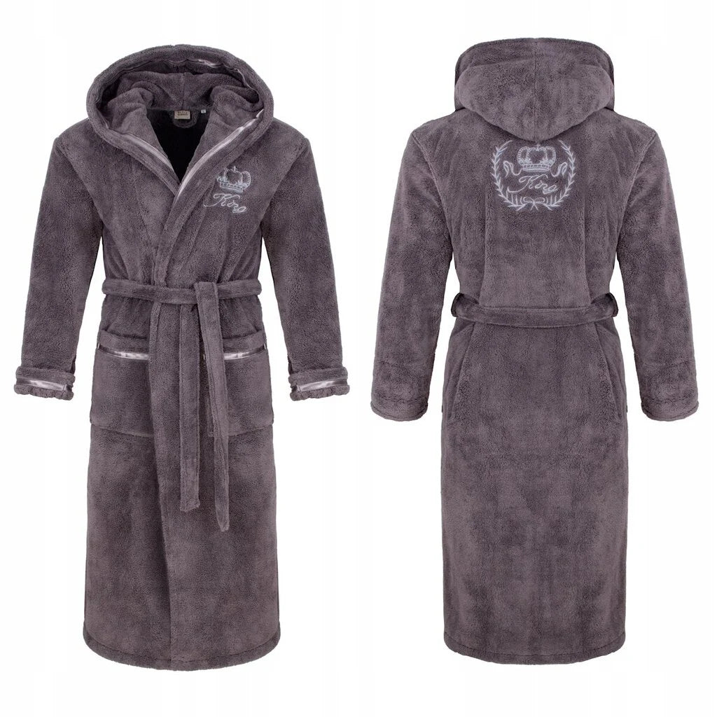 Chalatas vyrams su gobtuvu King, pilkas