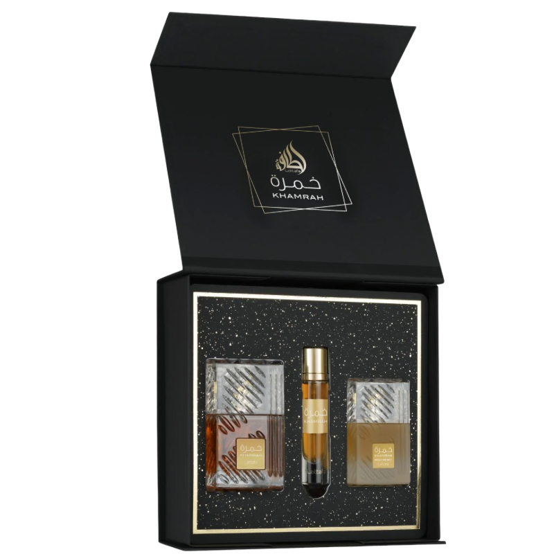 Lattafa Khamrah 100ml EDP + 12ml EDP + 50ml Hair Mist