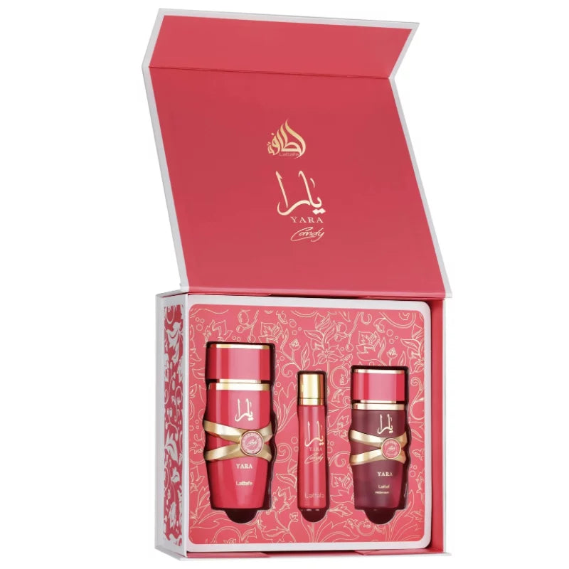 Lattafa Yara Candy 100ml EDP + 12ml EDP + 50ml Hair Mist Giftset